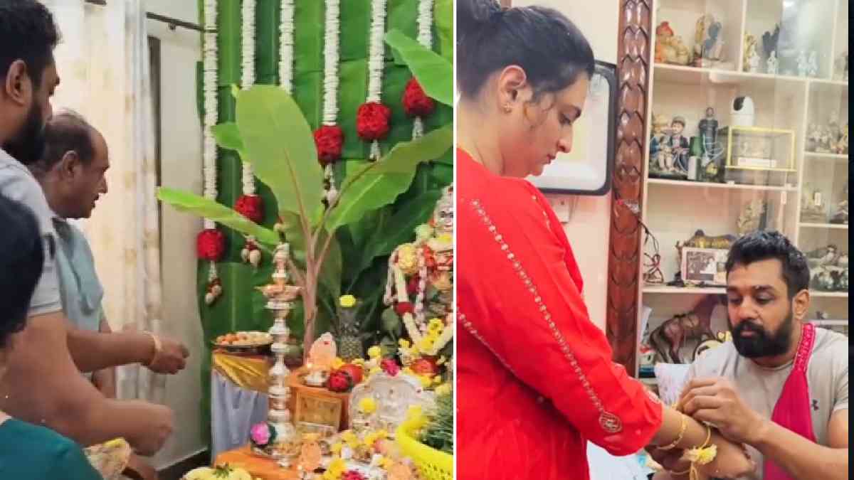 Action Prince Dhruva Sarja Celebrates Varamahalakshmi Vrata at Home with Family