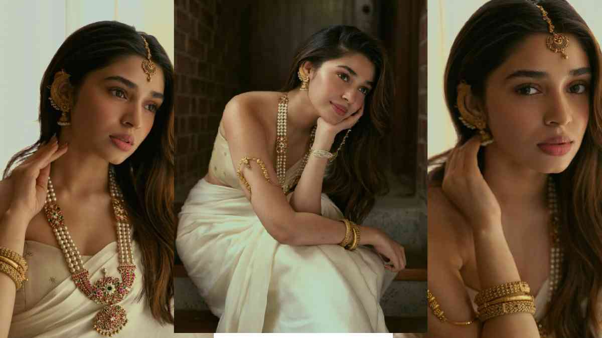 Krithi Shetty Looks Every Bit A Queen In Her Regal Ivory Silk Saree