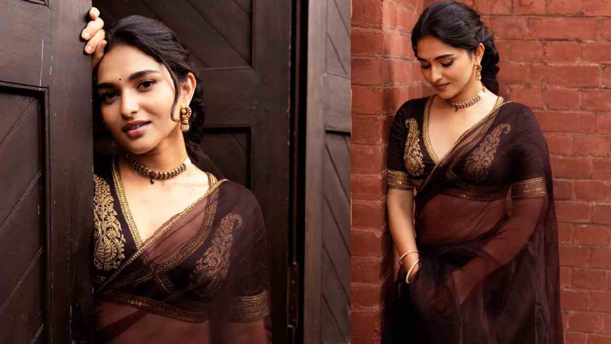 Kayadu Lohar Turns Heads in a Sheer Brown Saree Ahead of Her Big Telugu Release 'The Paradise'