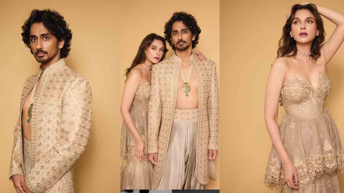 Aditi Rao Hydari and Siddharth Look Every Bit Royal in Matching Ivory and Gold Ensembles at India Couture Week 2026