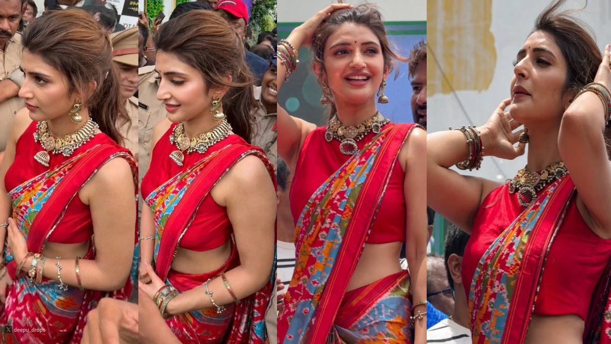 Sreeleela Turns Heads in Stunning Red Saree at Hyderabad Mall Opening, Fans Can't Stop Praising Her Traditional Look