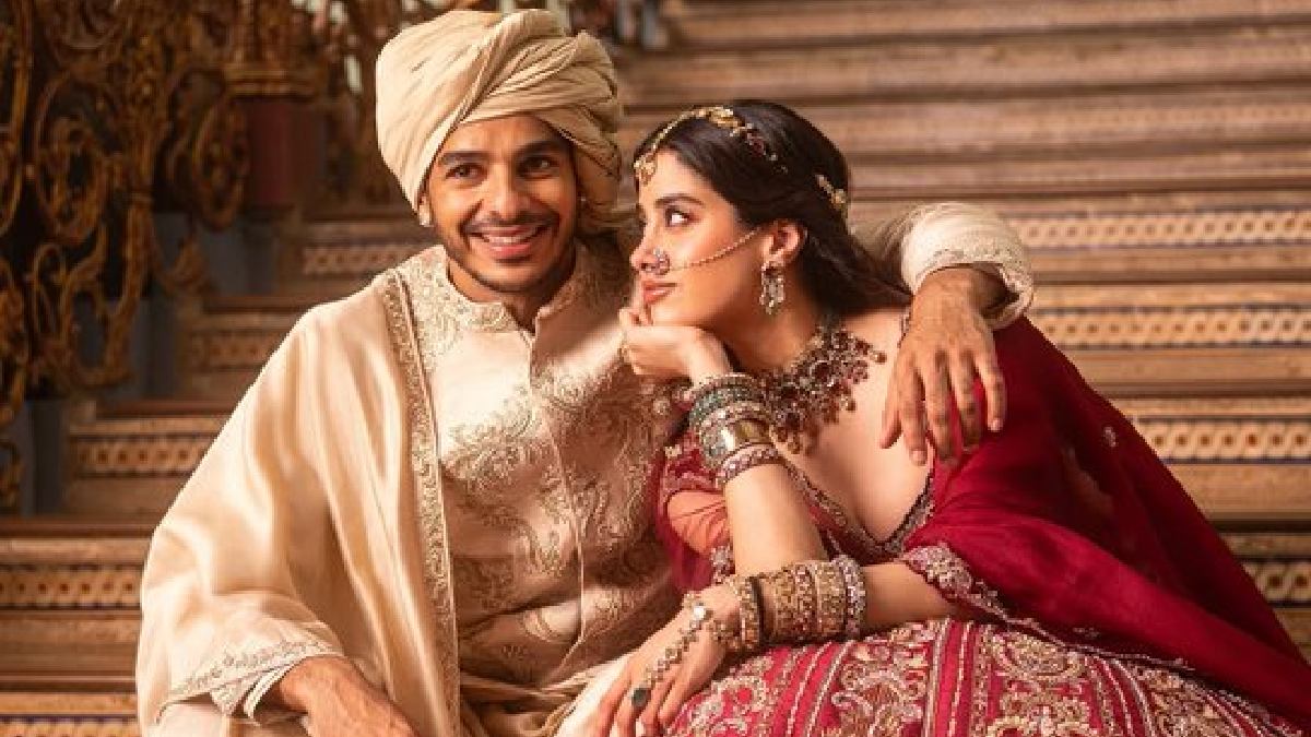 Janhvi Kapoor and Ishaan Khatter dressed as bride and groom