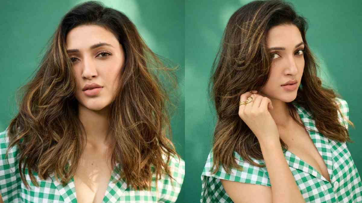 Neha Shetty Stuns in Green-White Gingham Co-Ord Set with Cropped Blazer