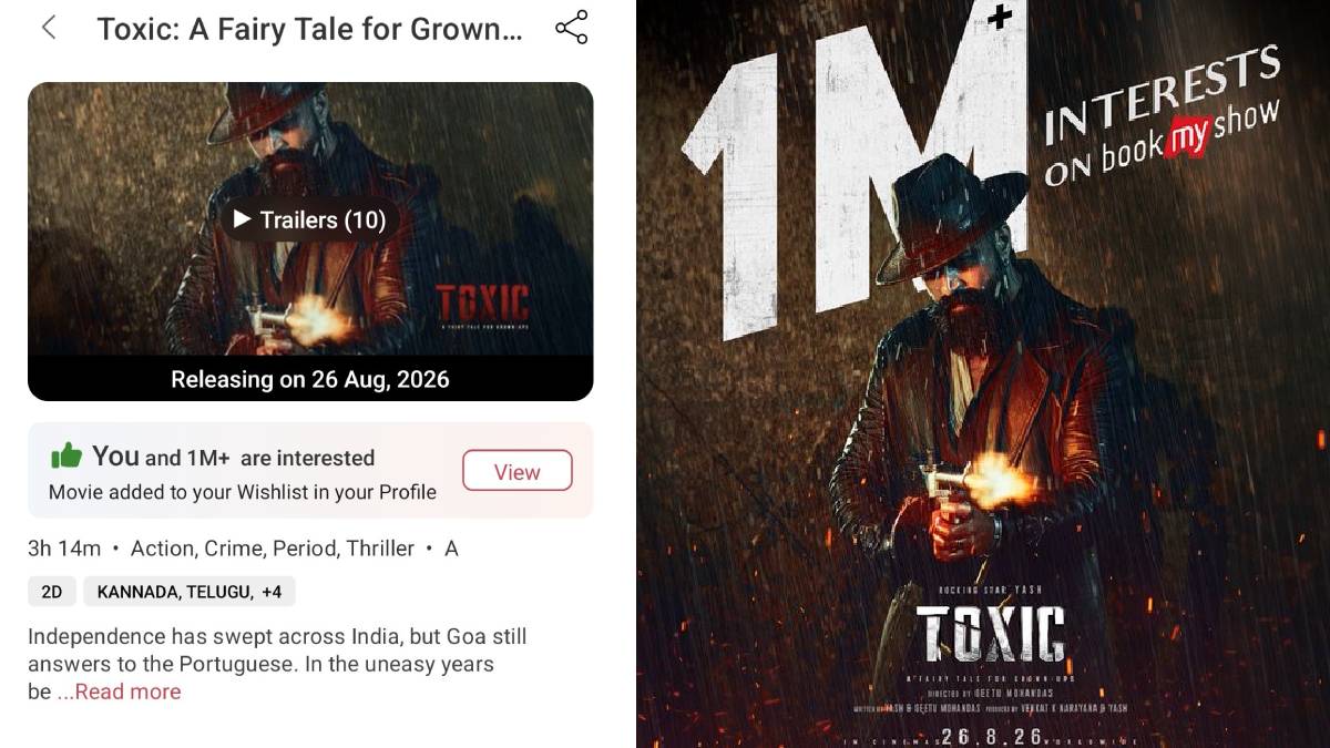 Yash’s Toxic Crosses 1 Million Interest on BookMyShow