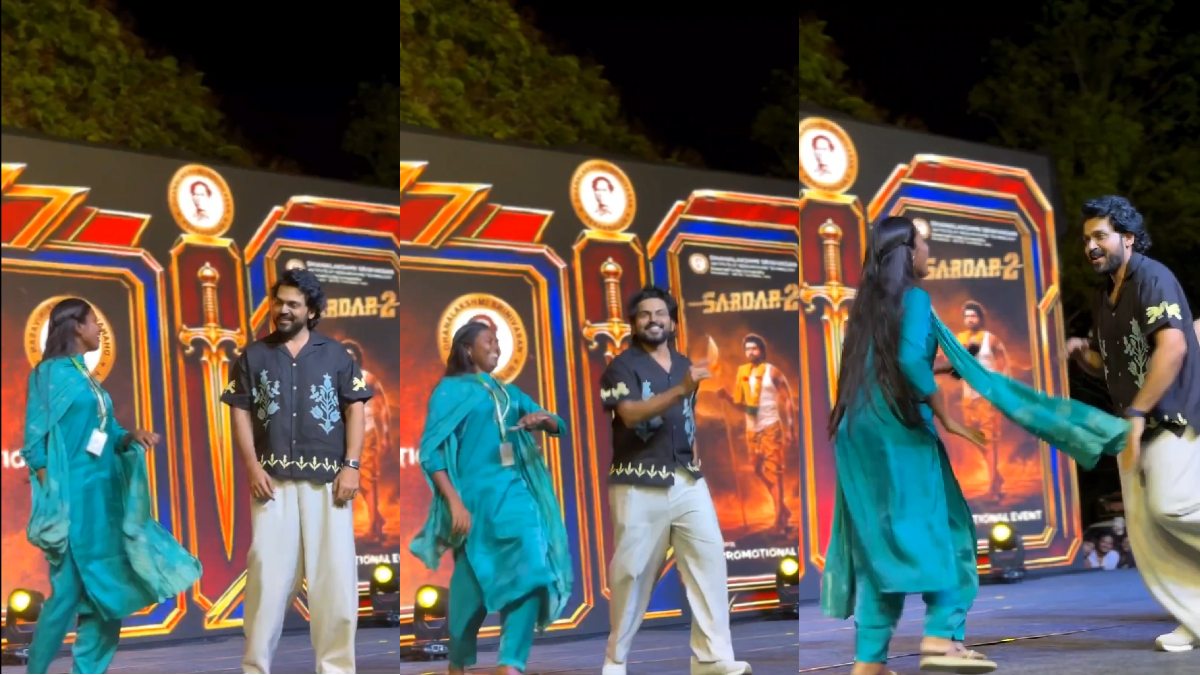 Karthi’s Fun Dance With Fan Girl At Sardar 2 Trichy Promotions Goes Viral