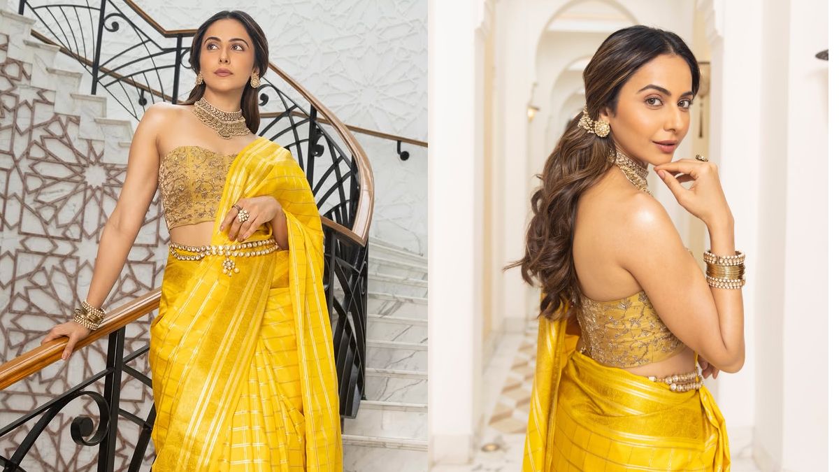 Rakul Preet Singh Stuns in Dreamy Yellow Couture Look While Promoting Ramayana