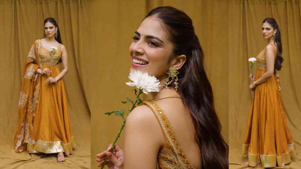 Malavika Mohanan Stuns in Mustard-Gold Anarkali Gown
