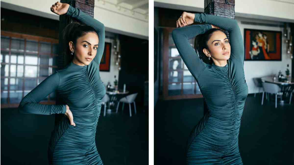 Rakul Preet Singh Stuns in Elegant Teal Bodycon Dress Ahead of 'Ramayana' Release