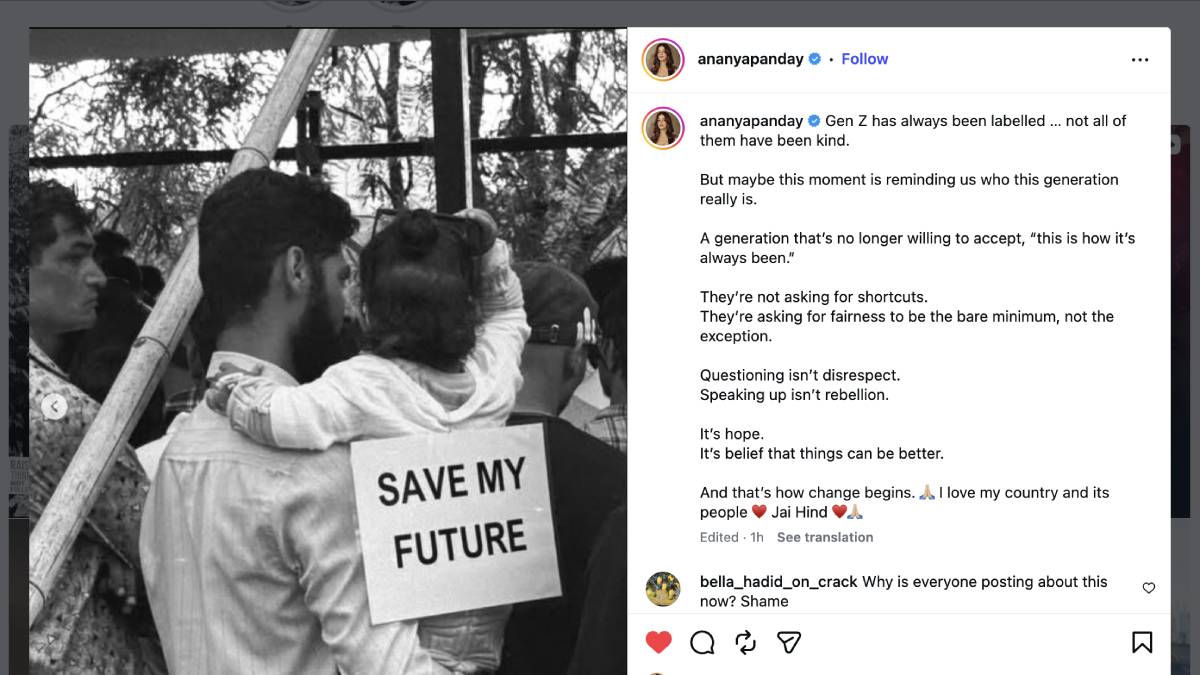 Ananya Panday Supports Protesting Students, Says 'Questioning Isn't Disrespect, It's Hope'