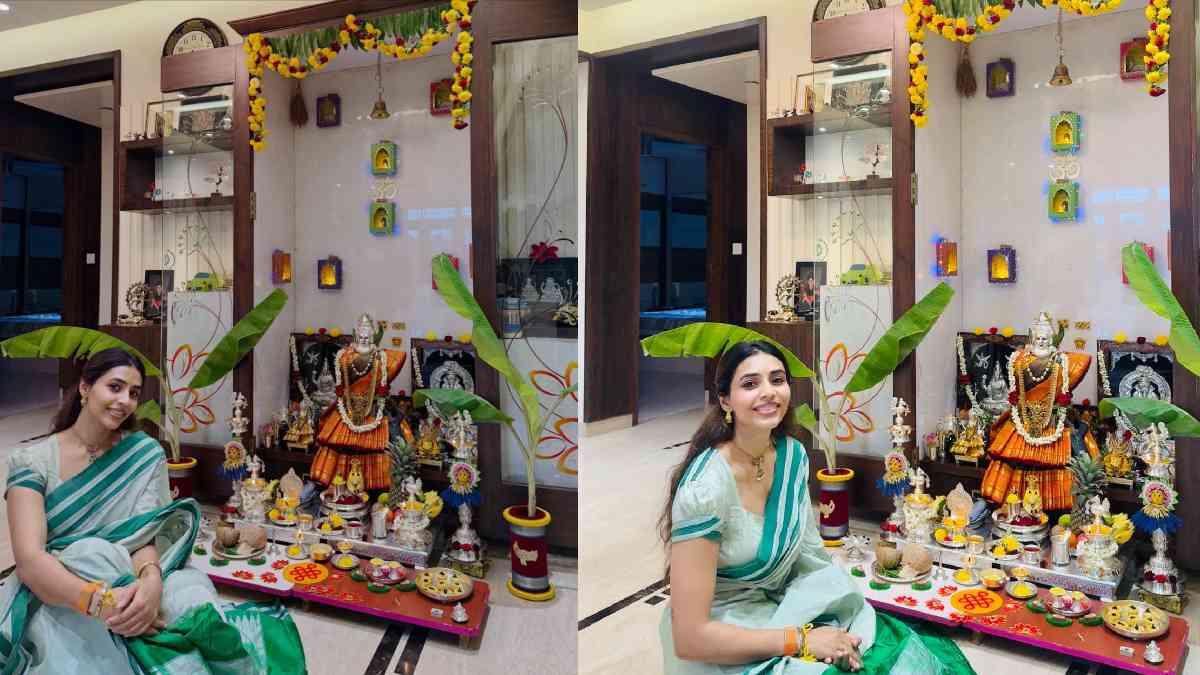 Kantara Fame Sapthami Gowda Celebrates Varamahalakshmi Vrata at Home